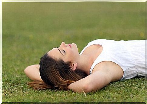 Woman resting in the grass