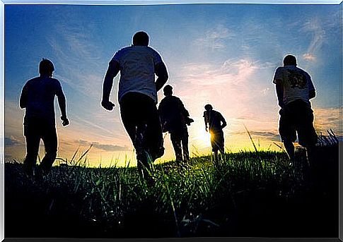 Friends on lawn