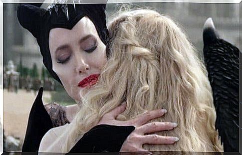 Maleficent and Aurora embrace each other as they think of anxiety as a way out