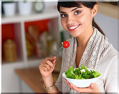 Woman with salad