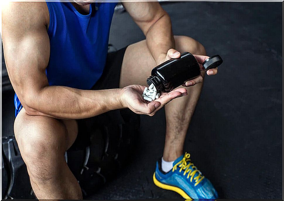 Exercise-addicted man who consumes supplements