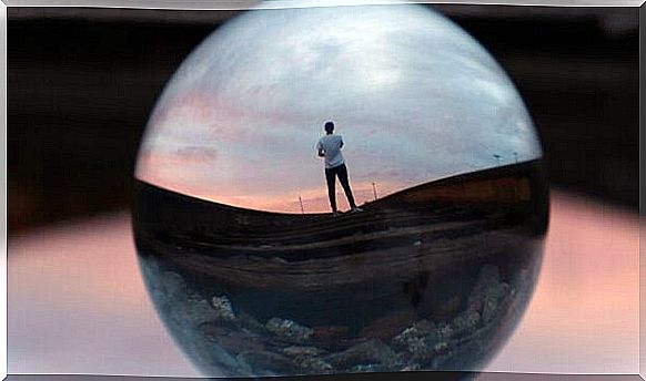 Man in crystal ball