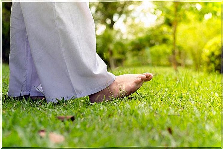 Feet on grass.