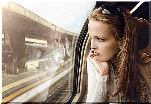 Woman on train