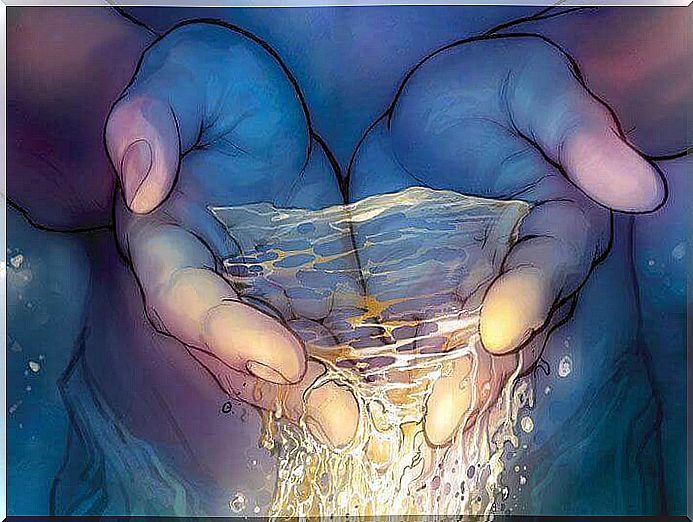 Water in hands