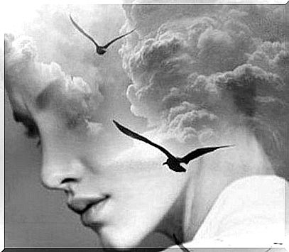 Woman and clouds.